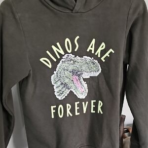 H&M Olive Green Kids Hoodie with Sequin Dino